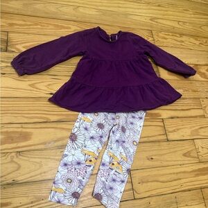 24month (24m) Purple and Yellow Burts Bees Little girl pants and top set